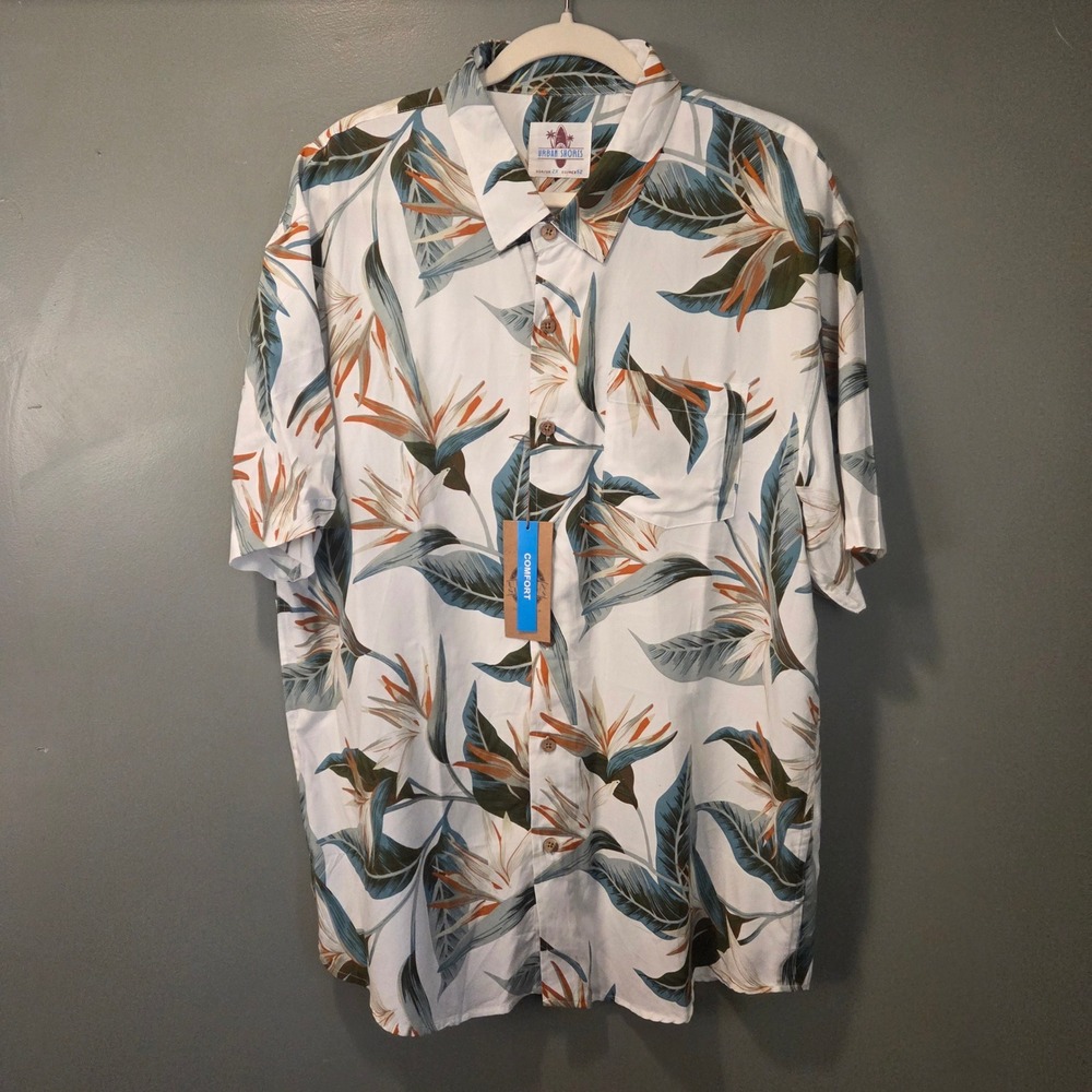 NEW Urban Shores Men's Short Sleeve Button Up Shirt Size 2X Leaf Print Multi